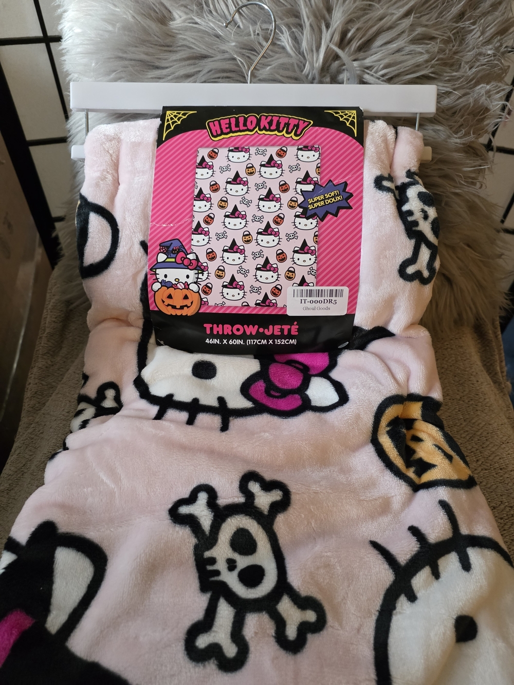 Hello Kitty Pink Halloween Plush Throw Blanket